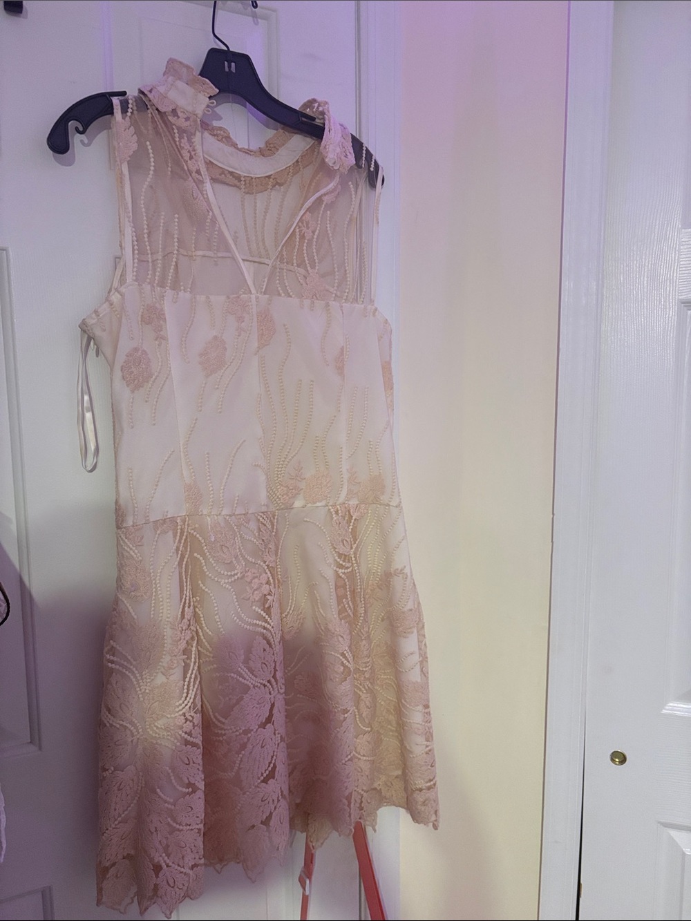 Girls' Pink Lace Overlay Party Dress